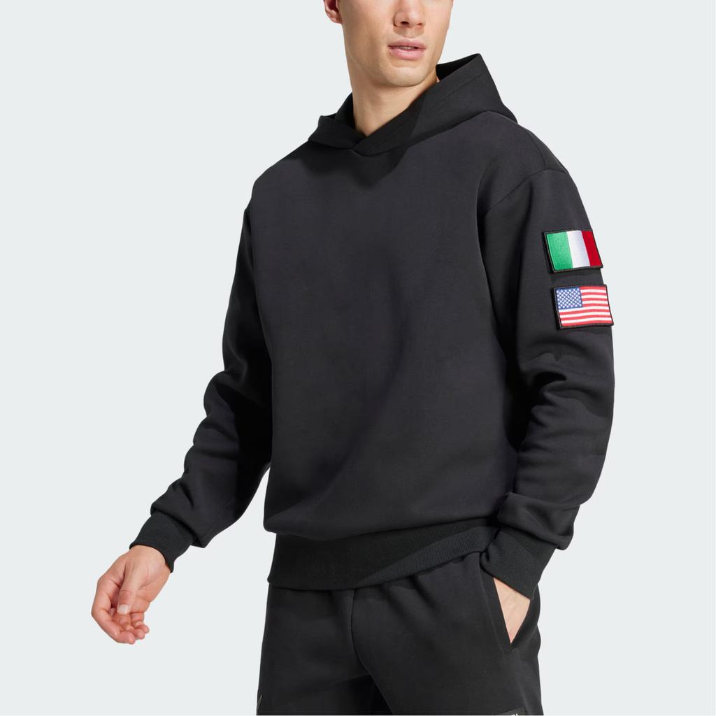 adidas Juventus Nasa-Inspired Seasonal Doubleknit Hoodie Black Men Streetwear JE3129