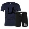Nuovo set sportivo estivo da uomo, T-shirt a maniche corte e pantaloncini due pezzi, abbigliamento casual traspirante e ad asciugatura rapida.