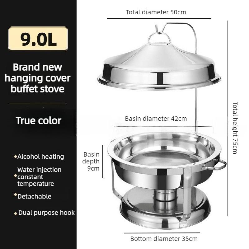 Hanging Cover Circular Hotel Restaurant Food Insulation Alcohol Stove Hotel Supplies Stainless Steel Buffet Stove