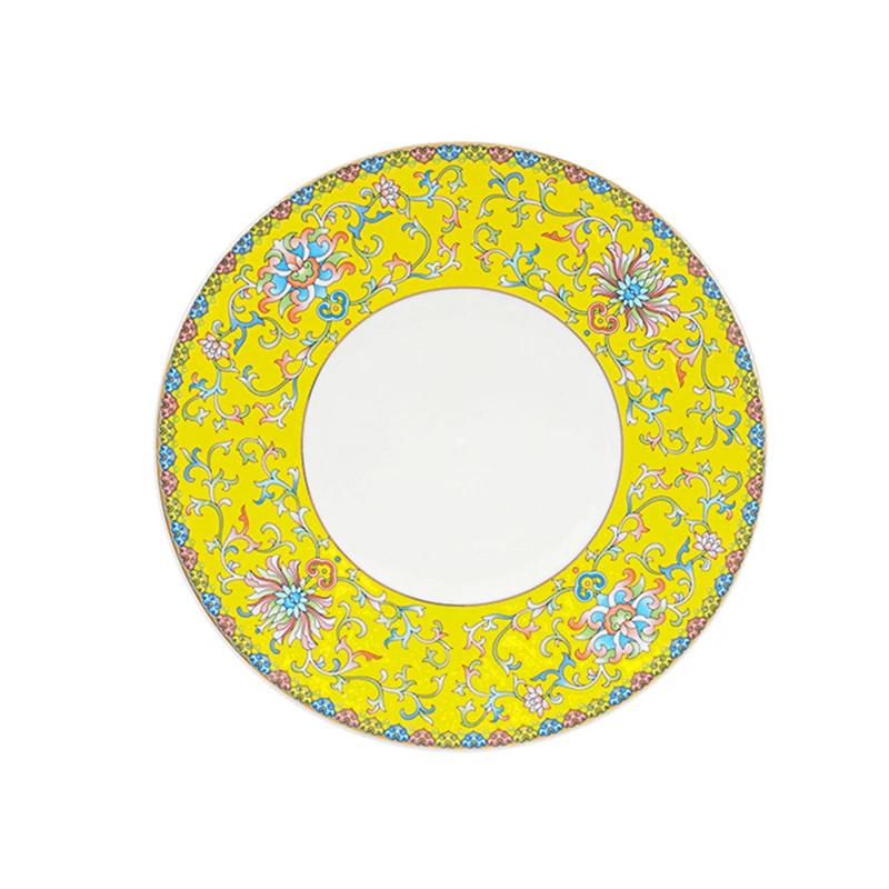 Keramikteller im Retro-Palaststil, kreativer runder Steak-Dessertteller, Luxushotel, exquisite Speiseteller, Haushaltsgeschirr