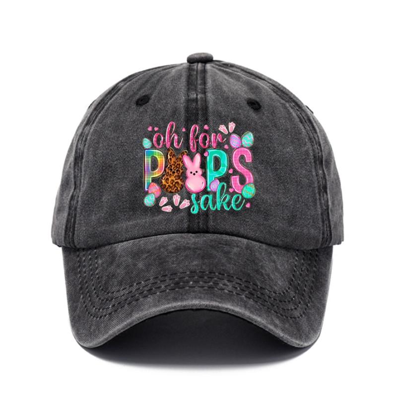 Oh For Peeps Sake Easter Bunny Graphic Baseball Cap Casual Adjustable Distressed Summer Sun Protection Adult Cap