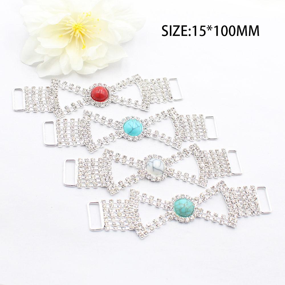 4-piece Set of 15 * 100mm Shiny Butterfly Shaped Rhinestone Turquoise Bikini Chain DIY Wedding Decoration Chain Accessories