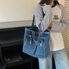 Trendige Canvas-Umhängetasche mit großem Fassungsvermögen, einseitig tragbare Sling-Tasche für die Uni und den Weg zur Arbeit, Jeans-Umhängetasche