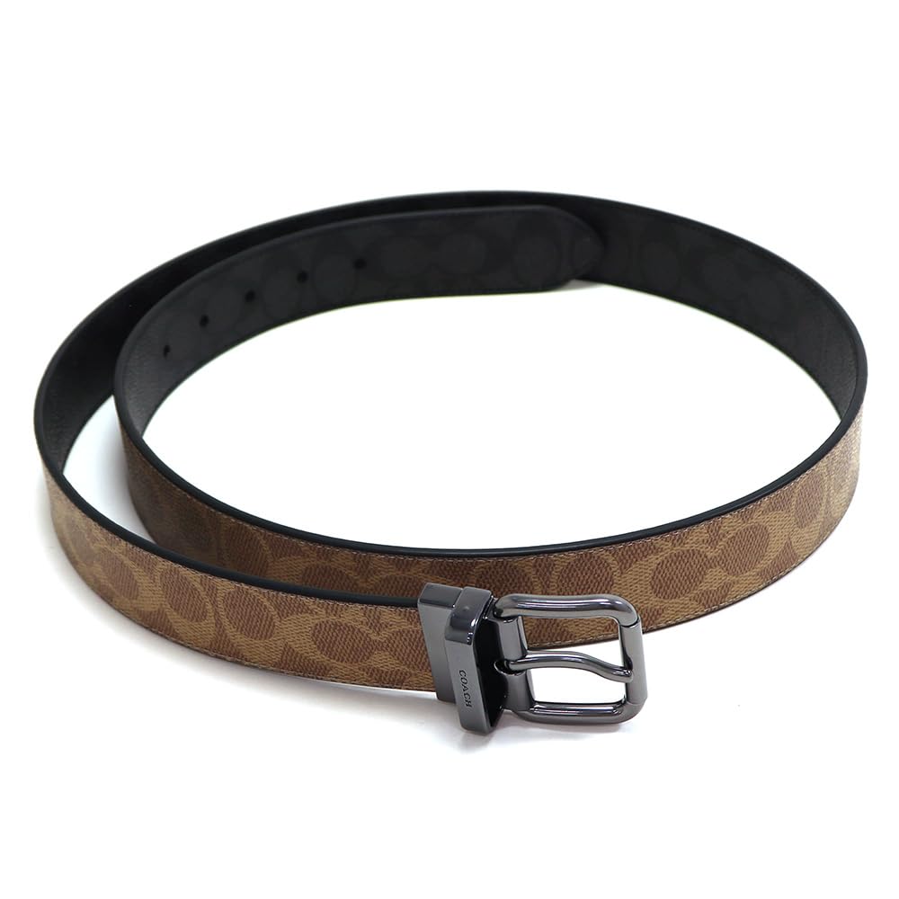 Coach Reversible Belt in Tan and CY922 QBRMO Men's Charcoal, [Used]