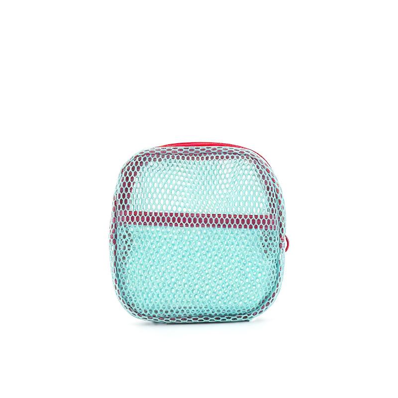 Candy Color Square Mesh Cosmetic Organization Storage Bag With Zipper Portable Sundries Pouch For Travel With Rope 1Pc