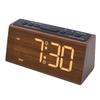 Digital Alarm Clock Wooden LED Dimmable USB Plug in Electric Desk Clock Loud Alarm with Adjustable Volume Snooze for