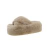 Women Fluffy Slippers Cross Plush Cozy House Shoes Furry Open Toe Indoor Outdoor Slip Warm Anti Skid Sole