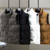 Gilet in velluto a coste da uomo, con collo alto, senza maniche, monopetto, in cotone, con tasche, design, colore unito, caldo