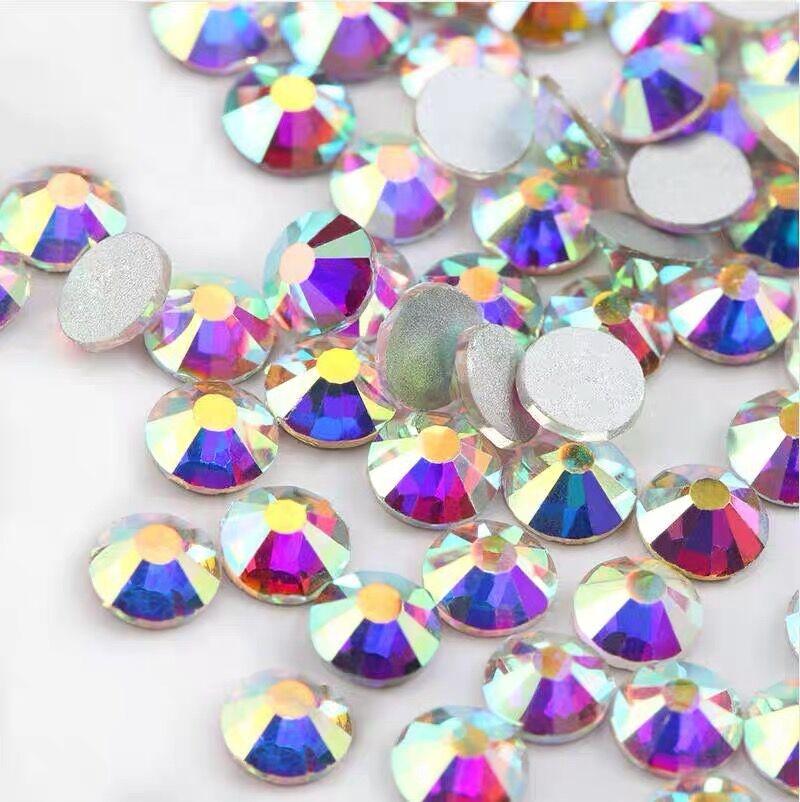 Large Package Size Crystal AB Colors Non Hotfix Glass Rhinestones Flatback Rhinestone In Bulk for Nail Art