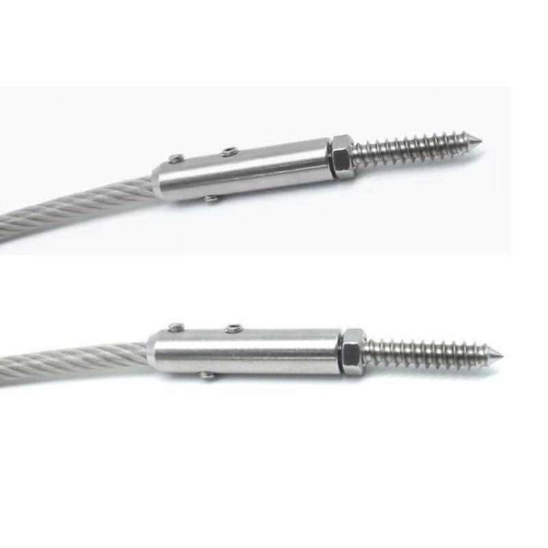 1 pz Connettore a Vite con Effetto Legno Giunto Cavo Metallico Fibbia di Bloccaggio Terminale di Connessione Ringhiera Scale Serraggio Acciaio Inossidabile 304