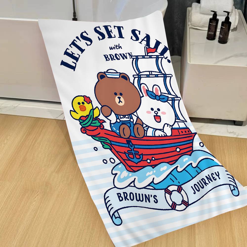 L-LINE ANIMATION FRIENDS Microfiber Printed Beach Towel Mountain Climbing Yoga Beach Swimming Running Absorbent Soft Towel