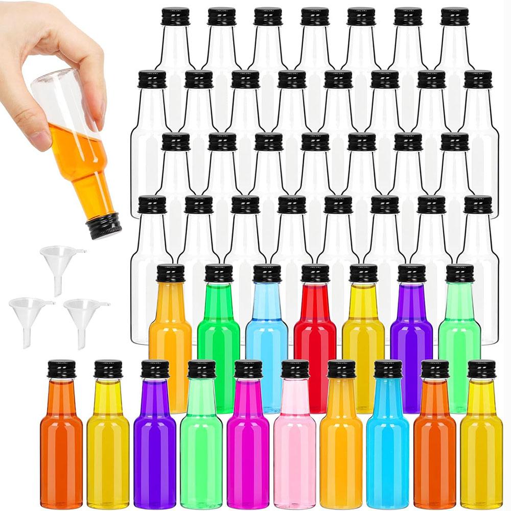 Mini Liquor Bottles 50ml/1.7oz 48Pack, Plastic Shot Bottles mini Salad Dressing Bottles with Funnels for Weddings,Party Favors 1.7oz 50ml