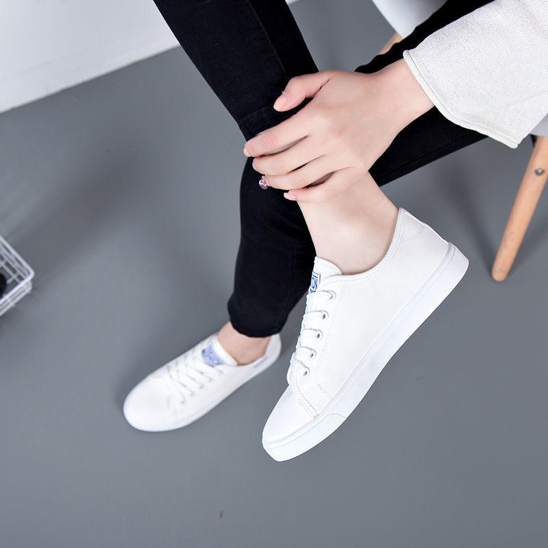 Canvas Shoes Women's Shoes Spring and Summer Korean Breathable Flat Bottom Casual Shoes White Shoes for Students