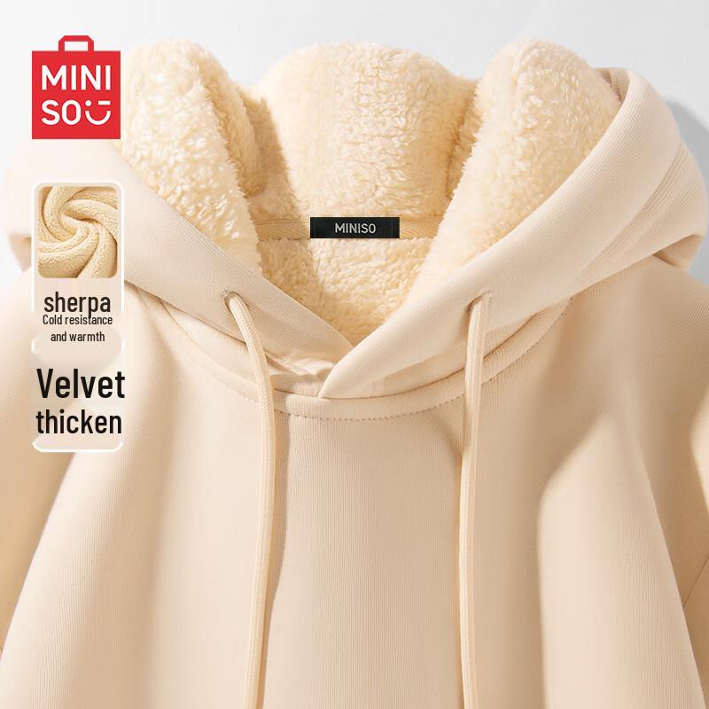 Miniso Men's Plush Lined Winter Pullover Sweatshirt