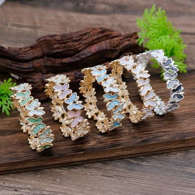 Color Painting Oil Butterfly Flying Elastic Bracelet, Small Fresh Women's Versatile Butterfly Alloy Bracelet