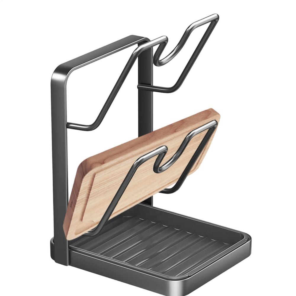 Pot Lid Holder Carbon Steel Drying Rest With Tray Pot Lid Holder While Cooking For Cutting Board Baking Sheet Utensil Kitchen