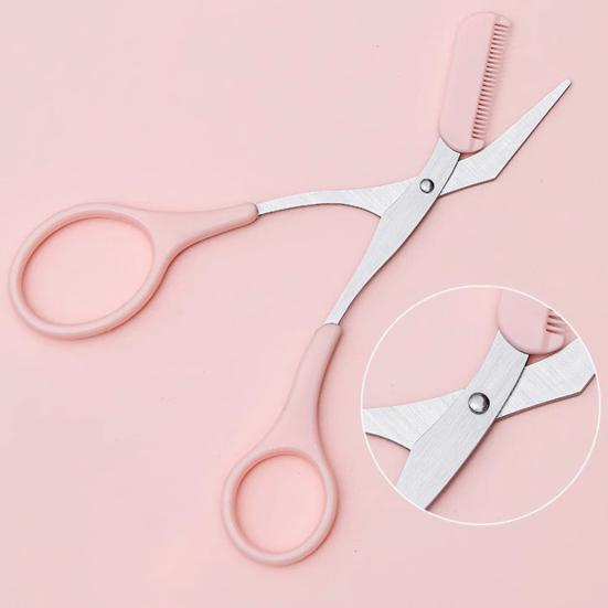 Eyebrow Trimmer Scissors with Comb Stainless Steel Non-Slip Precision Eyebrow Razor Men Women Brow Hair Removal Grooming Tool