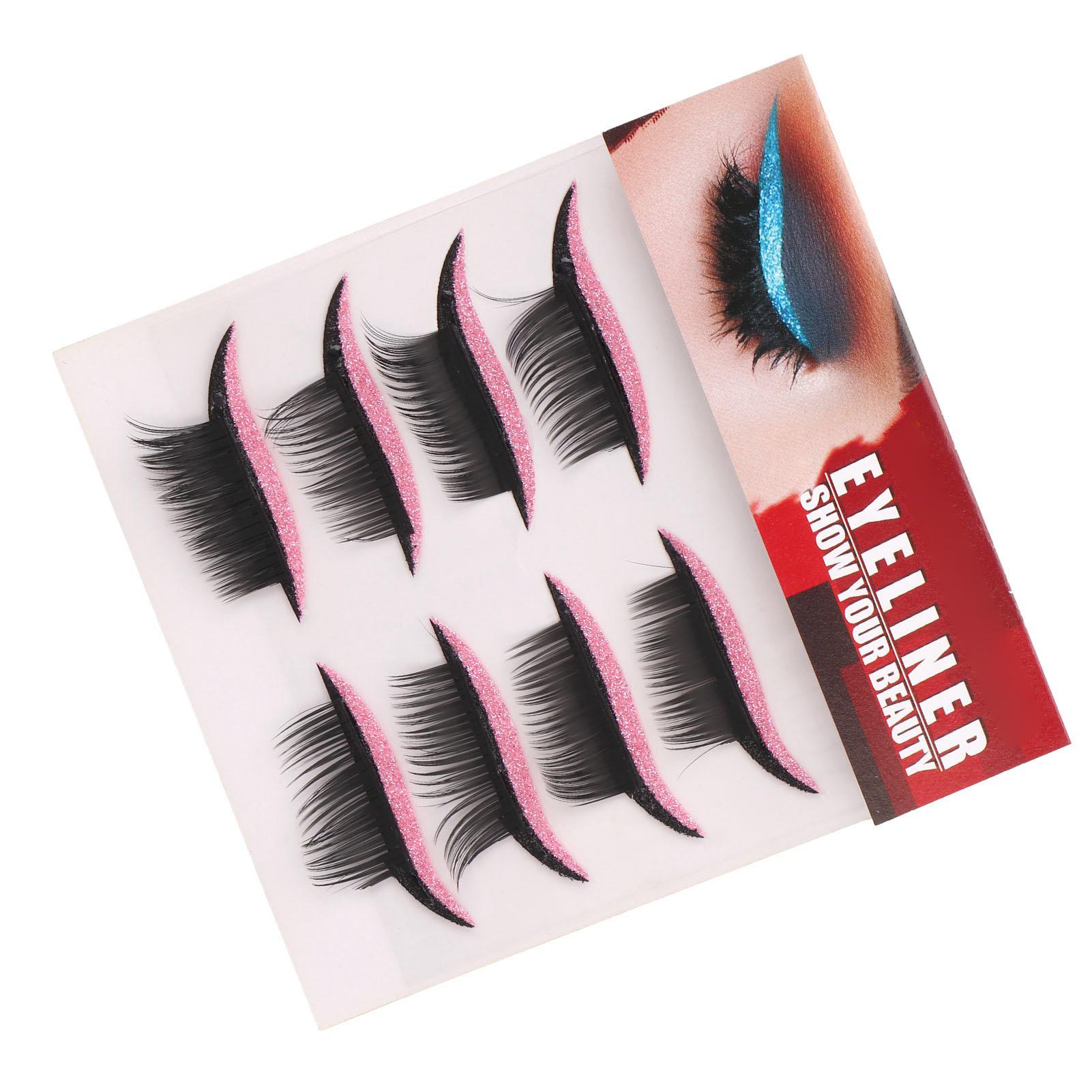 

4 Pairs Eyeliner Eyelash Stickers Set Reusable Waterproof Long Lasting Self Adhesive Glitter Eyeliner Sticker Set Pink рожевий