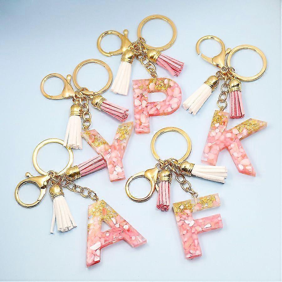 Cute Initial Keychain A-Z Letter Sparkly Glitter Key Chain Premium Bag Charm Keychain Accessories (I,2PCS)