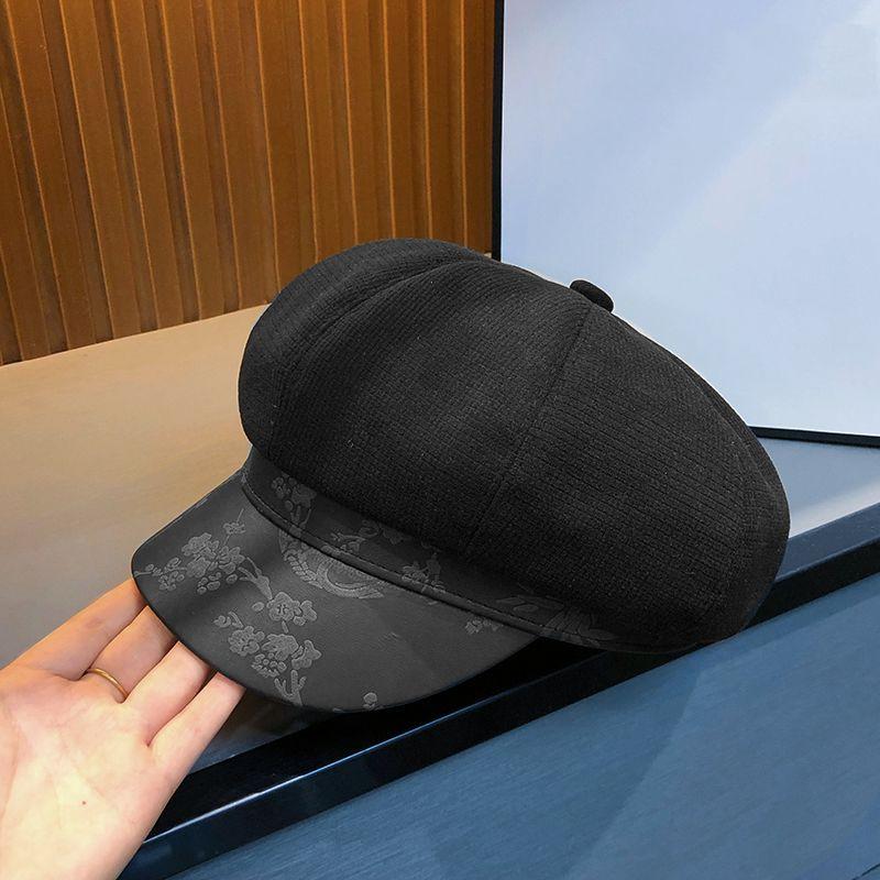 Damen Baskenmütze, Vielseitig für Herbst und Winter Malermütze Retro Achteckige Mütze