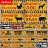 [MyPlate] Retro Vintage Beware Warning Licenses Plate Metal Sign Tin Sign Poster Plaque Decor Bar Pub Club Home Wall Decoration