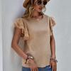 Moda Casual Cuello Redondo Tops de Verano para Mujer Camisas Sueltas Blusa Vintage de Encaje con Borlas y Mangas Volantes Camisa Lisa Elegante de Corte Ajustado para Mujer Nuevo 26424