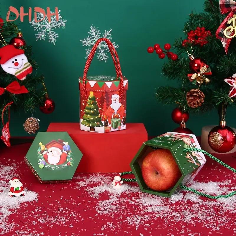 Weihnachtsgeschenktüten Papier Süßigkeitenbox Keks Tragbare Seilverpackung Weihnachten Neujahr Party Dekorationen Kindergeschenktüten