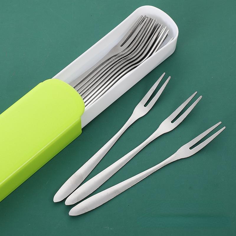 

20Pcs Fruit Fork Stainless Steel Snack Cake Dessert Forks Home Tableware Cafeteria Flatware Fruit Fork Kitchen Accessory зелений