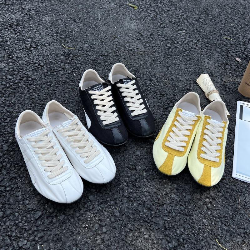 Leather retro casual sports shoes women's spring and summer new color matching lace-up flat bottom soft bottom