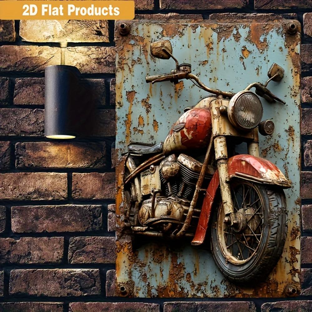 Vintage Motorcycle Metal Tin Sign - Retro Bar Pub Garage Wall Decor, Indoor Outdoor Hanging Art for Home Kitchen Garden, 2D Flat