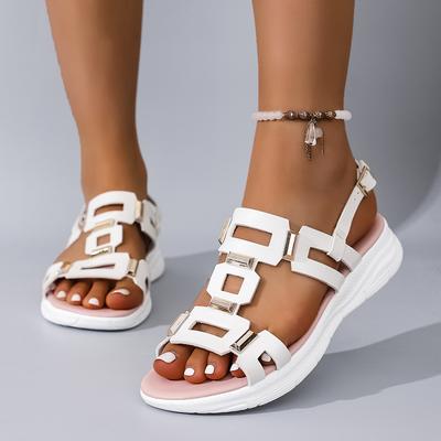 Fashion Women Sandals 2025 New Open Toe Beach Shoes Comfortable Outdoor Slip-On Wedges Shoes Women Summer Large Size Roman Style Sandals