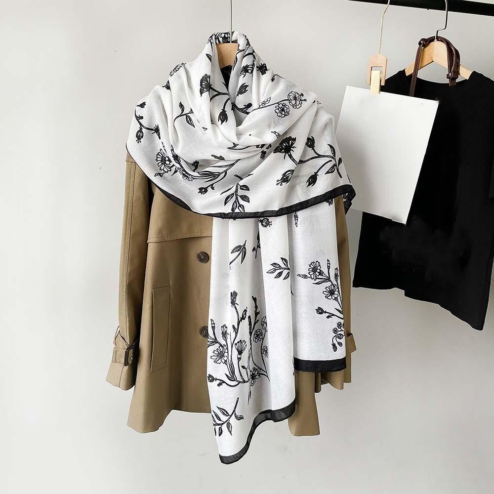 Bird Patterned Women Floral Scarf Long Sunscreen Headscarf Thin Large Shawl  Clothing Accessories