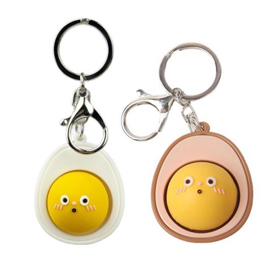 Cartoon Egg Yolk Clicker Keychain Half Egg Decompression Button Key Ring Backpack Schoolbag Hanging Decoration Bag Charm Purse Pendant