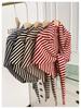 2025 Wool Blend Striped Triangle Shawl Women's Warm Thick Knitted Outerwear
