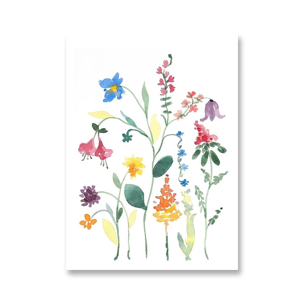 Watercolor Wildflower Flower Poster Colorful Floral Prints Plant Wall Art Canvas Painting Wall Pictures for Living Room Decor