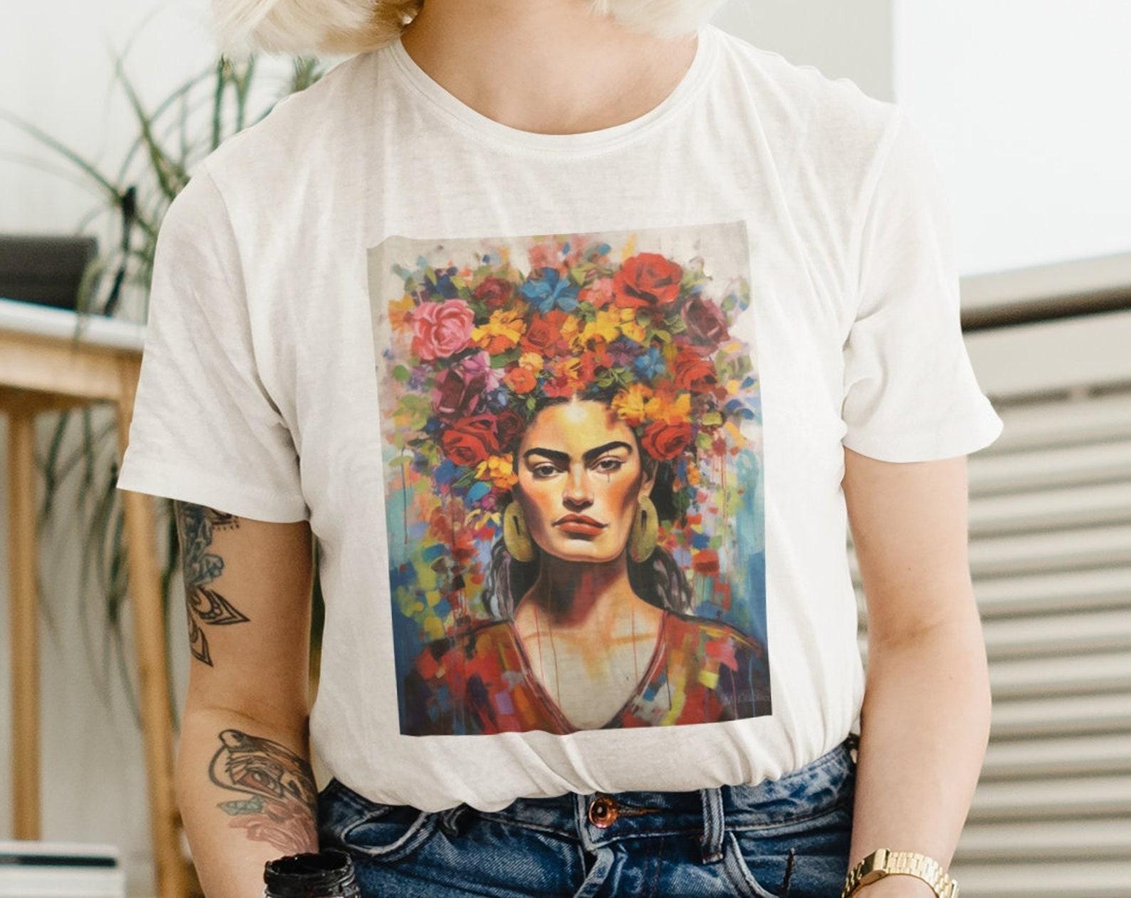 Frida Kahlo Art T-Shirt: Painter Portrait Unisex Tee L