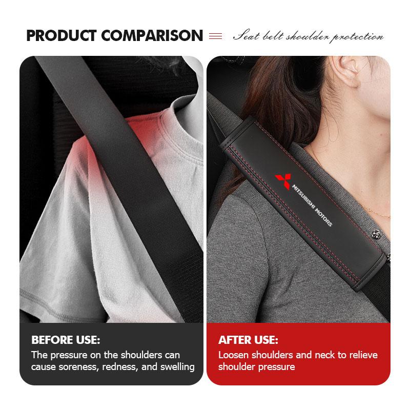 For Mitsubishi 1/2PCS Car Leather Seat Belt Protective Neck and Shoulders Cover Outlander Lancer Eclipse Mirage Xpander Attrage WJ4