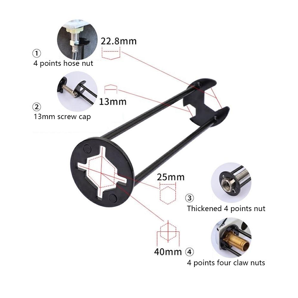 Multifunctional Portable Sink Wrench Carbon Steel Faucet Water Pipe Nuts Spanner Double-Ended Wrench Lightweight for Sink Faucet