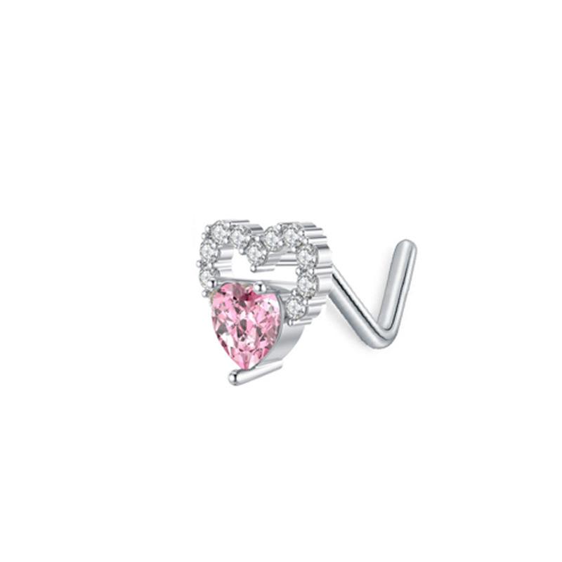 Mikromosaik Vermikulit Blomma Näspiercing Näspiercing Smycken Mode Öronbroskspik Personlighet Persikohjärta Näspiercing