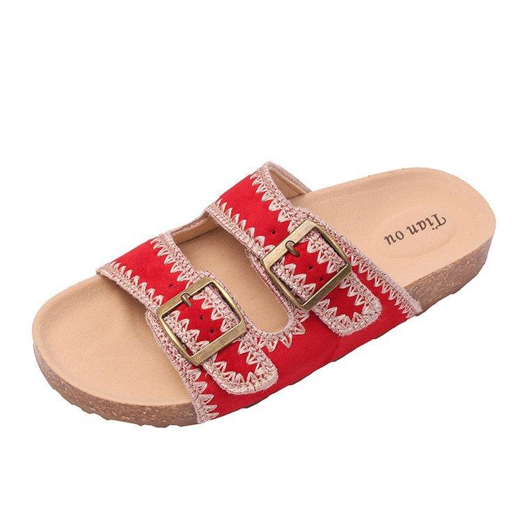 Boken Sandals Women's Platform Slippers Women 2025 Summer Wear New Fairy Boken Flat-bottomed Vacation Beach Shoes