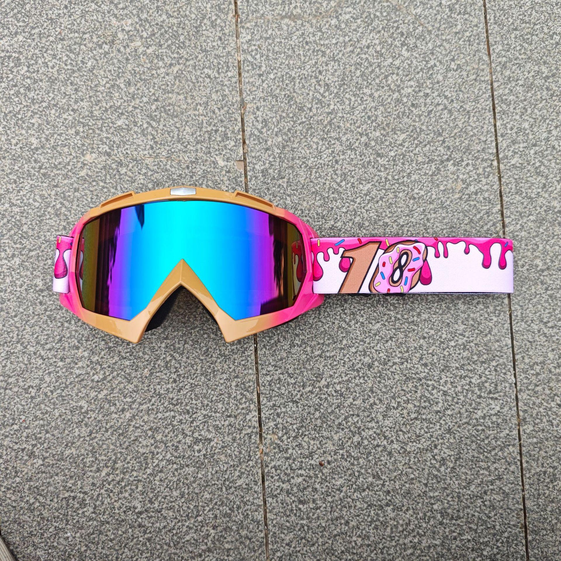 

Snow goggles, motorcycle goggles, off-road cycling outdoor sunglasses, eyewear source Pink frame, blue lens TQ-