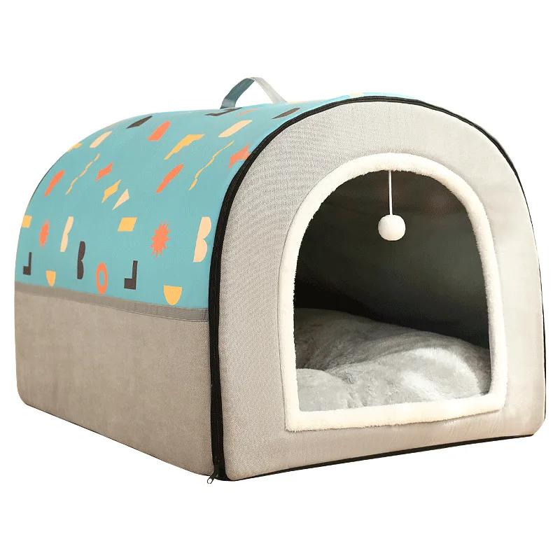 Pet Dog Bed House Foldable Warm Winter Warm Pet Kennel Cushion For Small Medium Large Dogs Sleeping Beds Cats House Mat Blanket