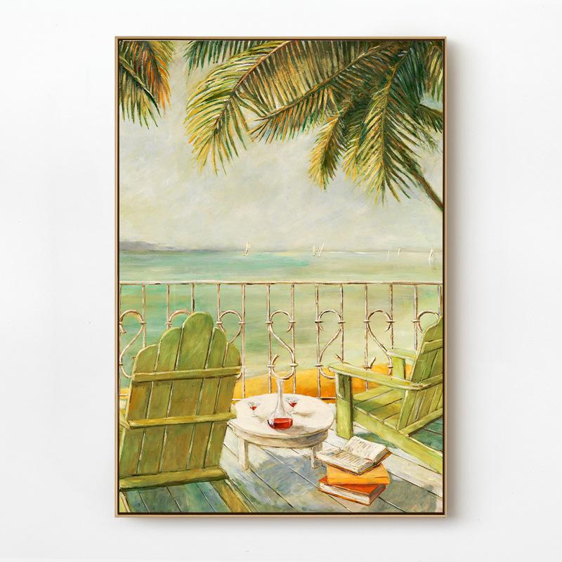 Nordic Tropische Landschaft Wand Poster Meer Balkon Leinwand Druck Moderne Wand Kunst Ästhetik Zimmer Home Decor Innen Malerei