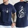 Herren Mode T-Shirt Sommer Straße Rundhals Lässig Camisetas T-Shirt Musiknoten Design T-Shirts für Damen Herren Kurzarm