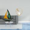 Iron Sailboat Crystal Ball Sculpture Tabletop Ornament Metal Figurine Feng Shui Decor Collection