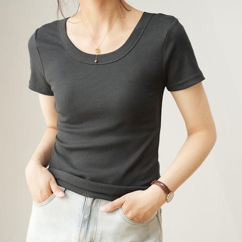 Tricou de damă, cu decolteu în U, cu mâneci scurte