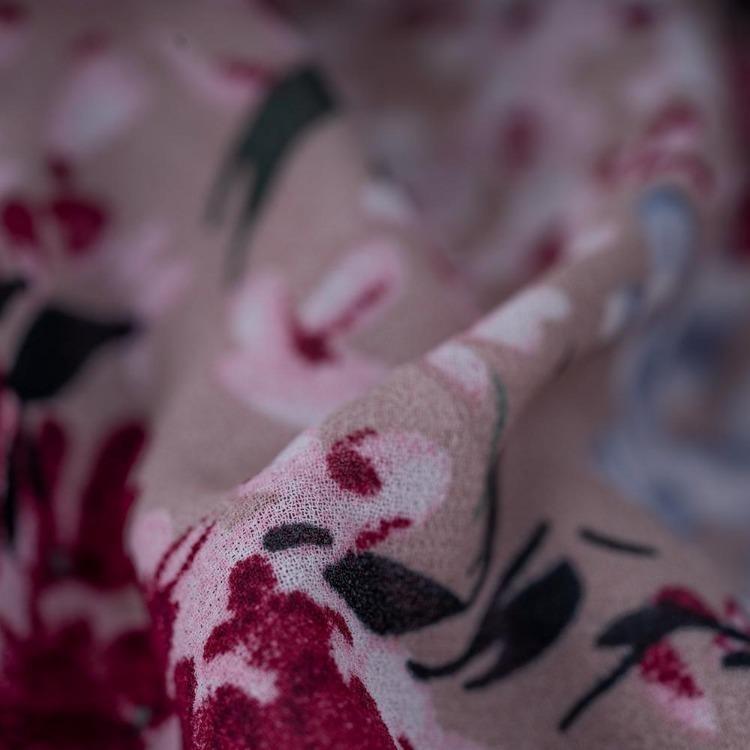 Floral Printed Casual Dress for Women Loose Fit O Neck All Match Long Sleeve