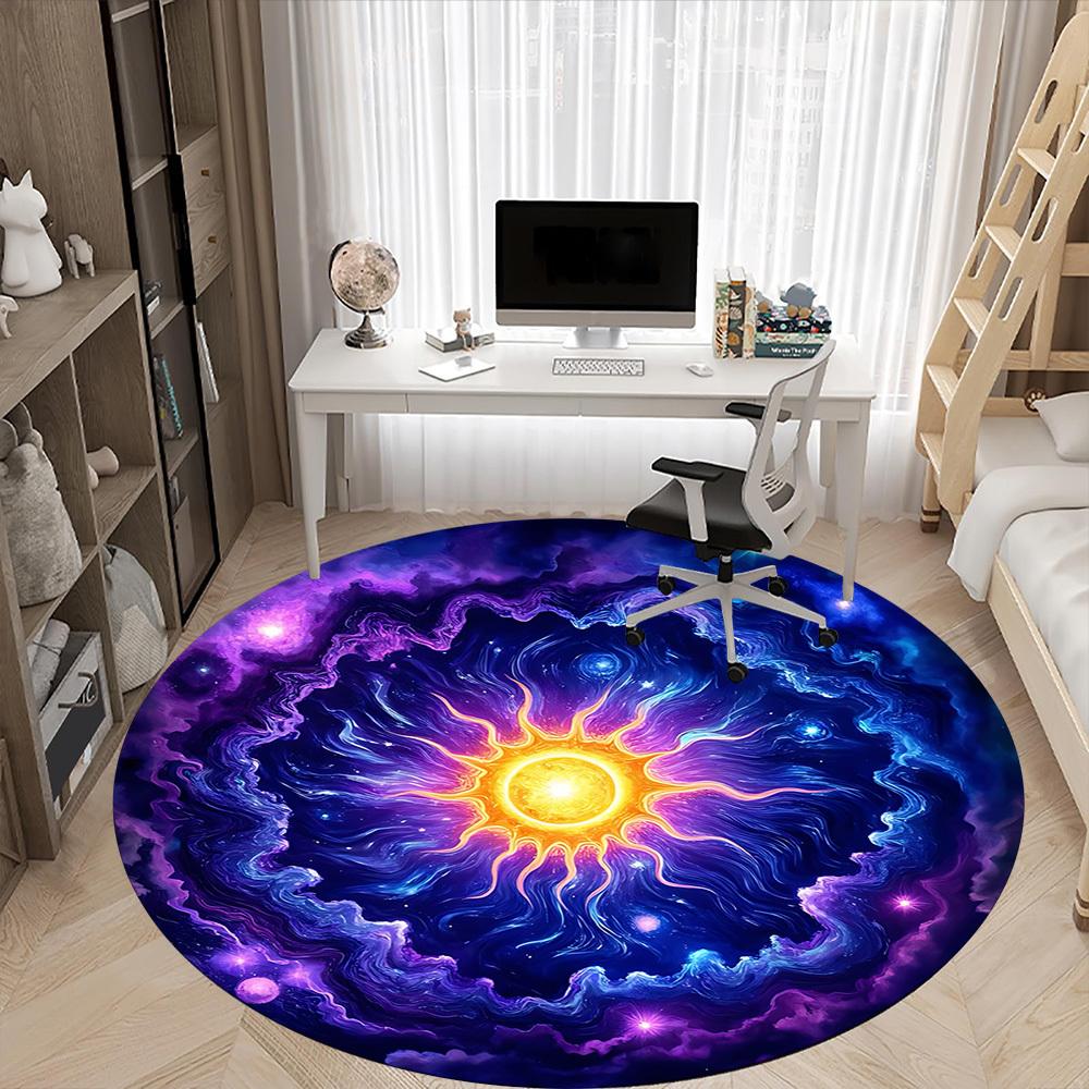 1pc Cosmic Mandala Carpet for Office Non-Slip, Round Carpet, Soft & Comfortable, Carpet for Office, Lightweight Round Floor Mat