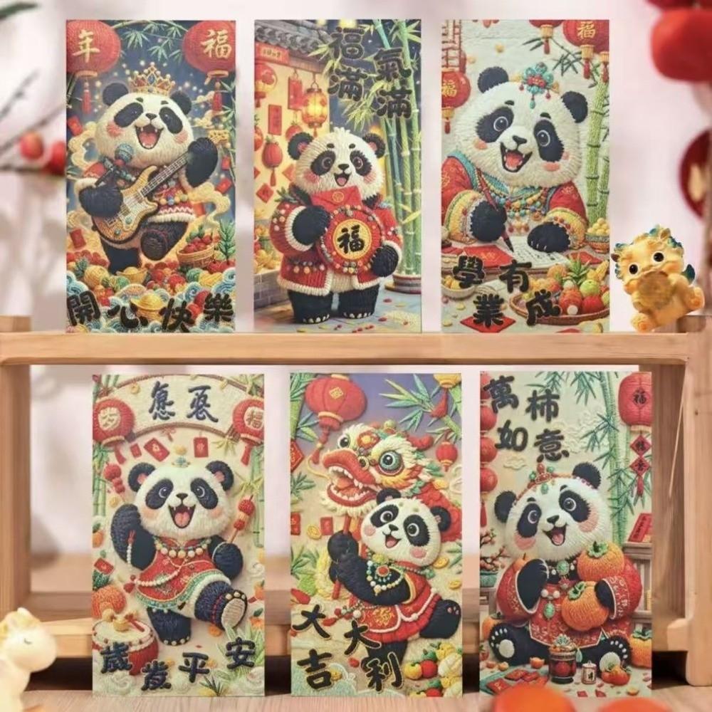 6 Stück Chinesischer Stil Imitationsstickerei Glück Rote Tasche Frühlingsfest