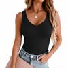 Women Deep V Neck Sleeveless Slim Fit Basic Casual Tank Top